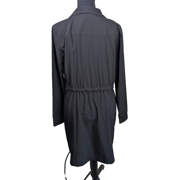 Calvin Klein Shirt Dress Black Drawstring Waist Zipper Collared Casual Size 8 - Picture 2 of 13